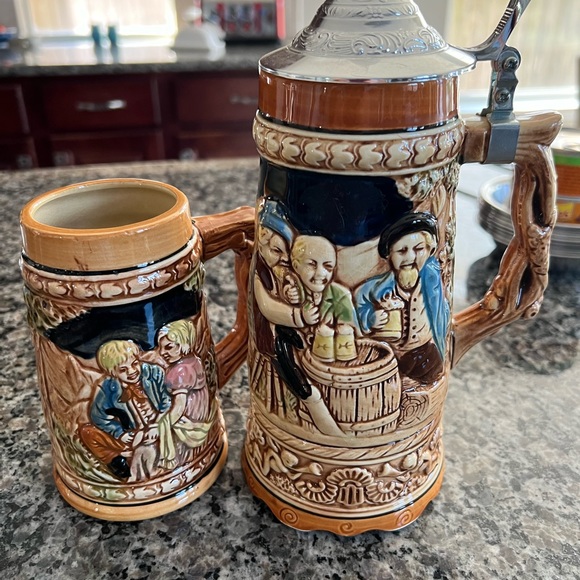 German Beer Stein Set of 2 - Picture 2 of 13